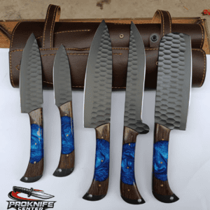 Custom HAND FORGED CARBON STEEL CHEF KNIFE KITCHEN SET BBQ CAMPING Wood HANDLE