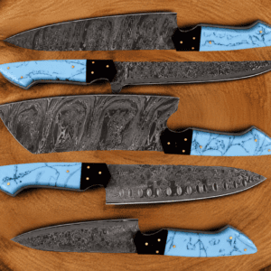 HAND FORGED DAMASCUS STEEL CHEF KNIFE Set Kitchen Knives Best