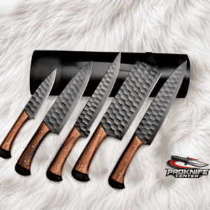 5-CUSTOM HAND MADE FORGED CARBON STEEL CHEF SET KITCHEN KNIVES