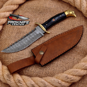 Custom Damascus Hunting Knife Eagle Handle Camping Survival Knife Gift